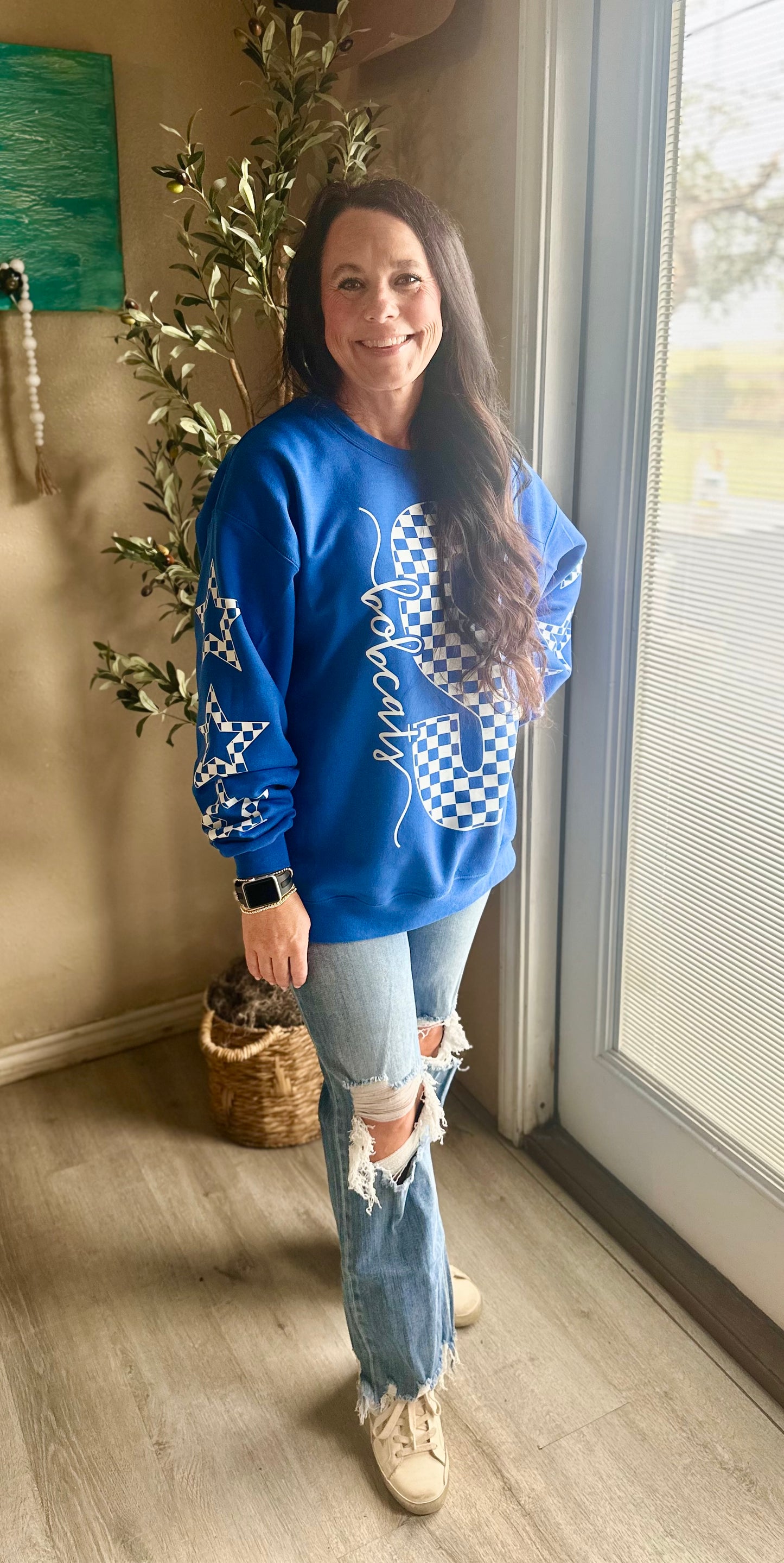 Checkered Star School Spirit Sweatshirt