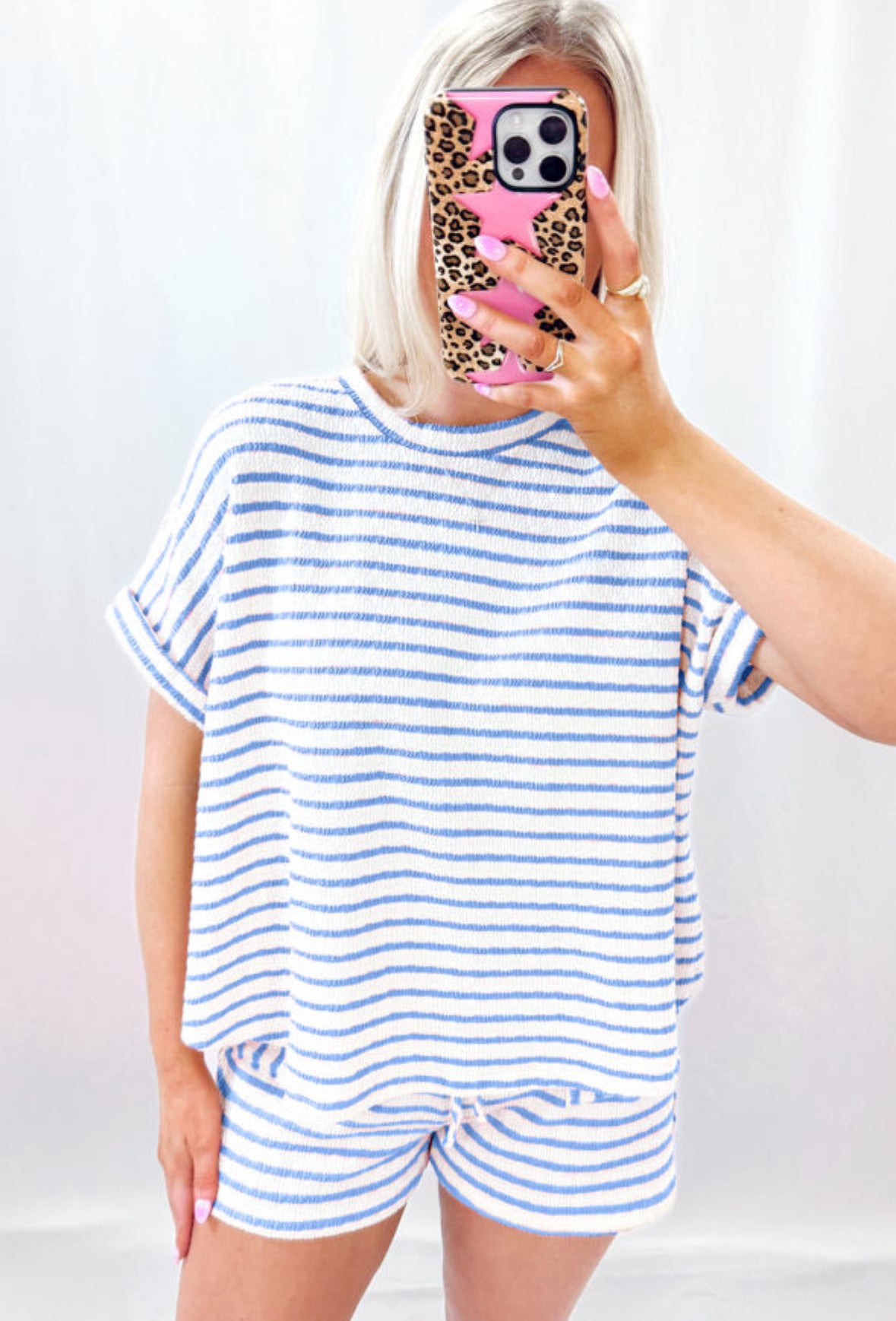 Striped 2 Piece Short Lounge Set