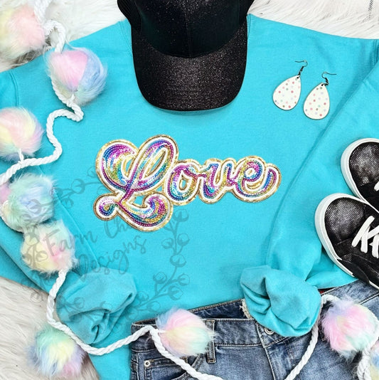 Love Rainbow Sequin Crewneck sweatshirt