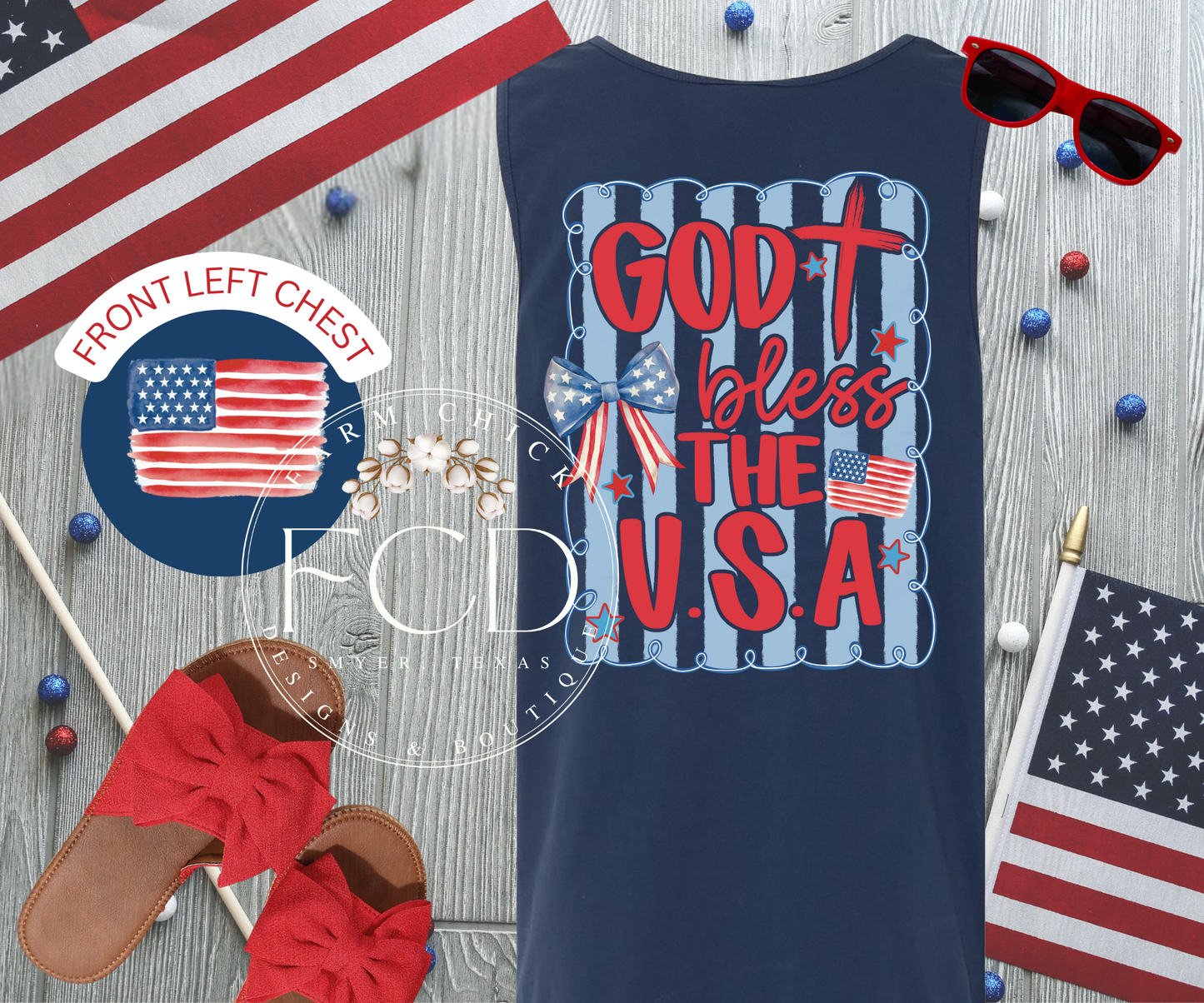 God Bless The USA Tshirt or Tank Top
