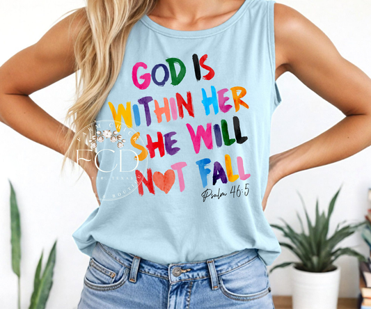 God Is Within Her She Will Not Fall Tank Top