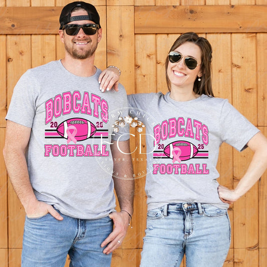 Pink Bobcats Football Unisex Tee or Sweatshirt