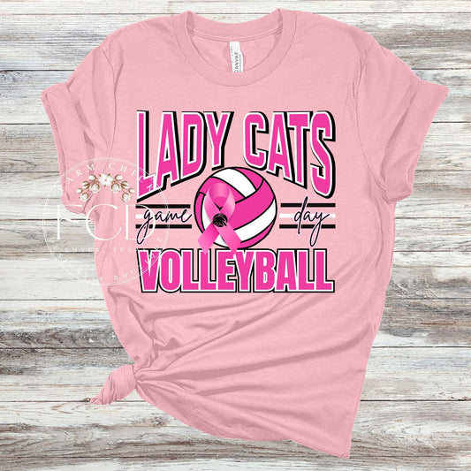 Lady Cats Volleyball Pink Out Tshirt or Performance tee