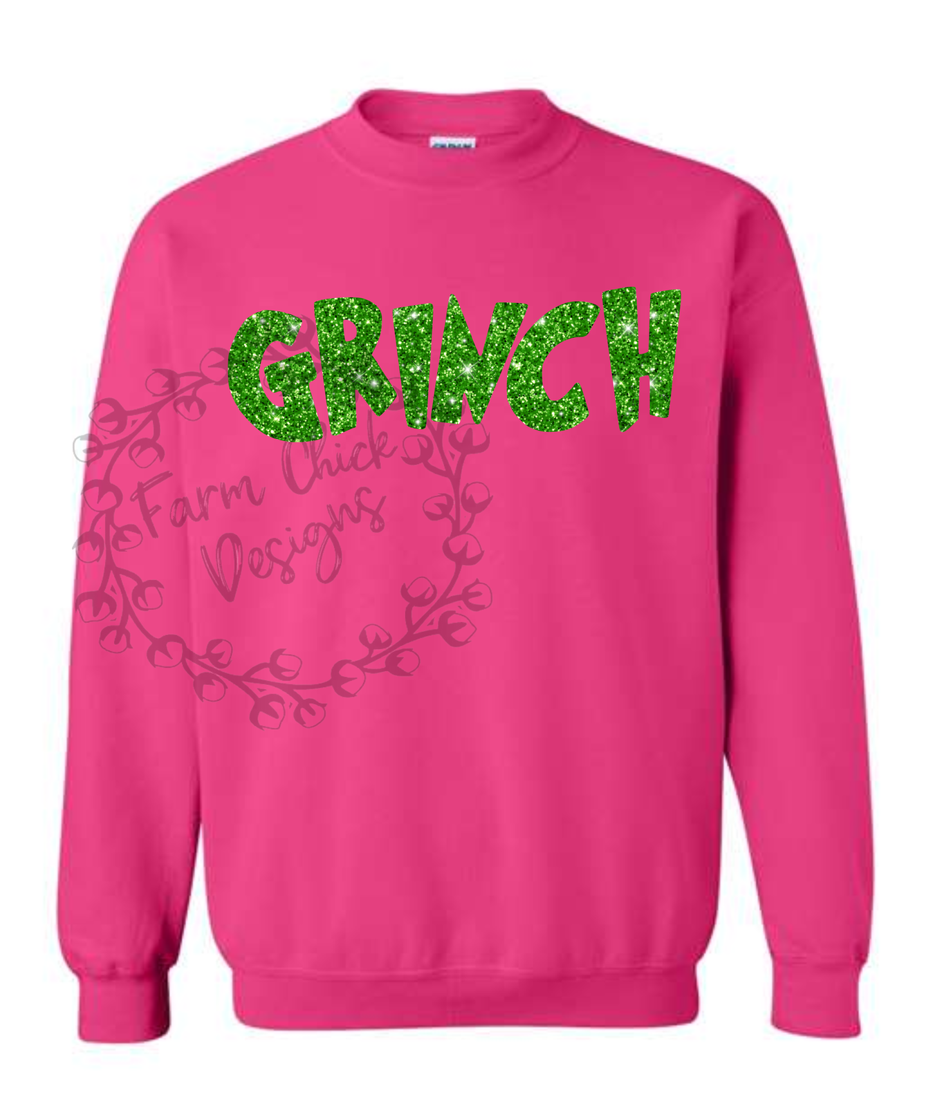 Hot Pink\Green glitter Christmas Sweatshirt