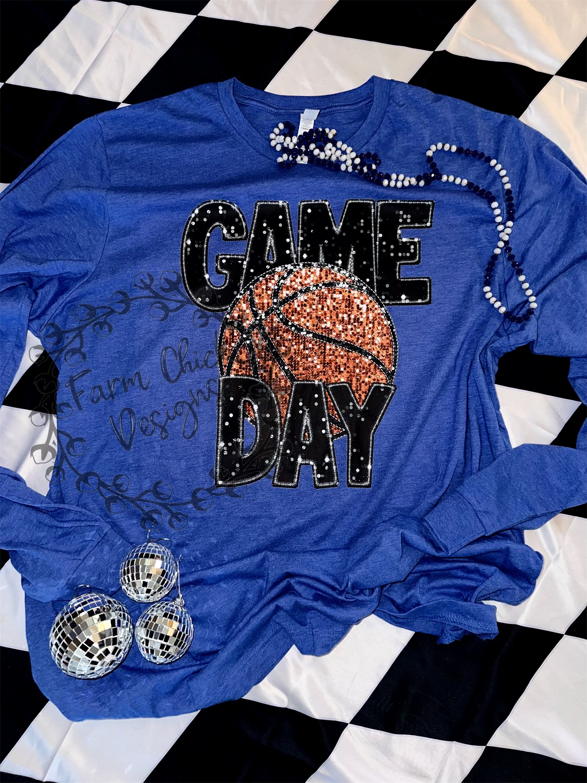 Basketball Faux Sequin Game Day
