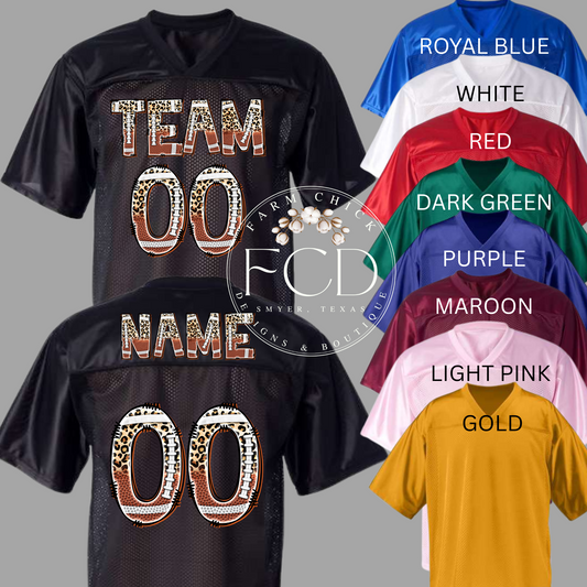 CUSTOM LEOPARD FONT FOOTBALL JERSEY