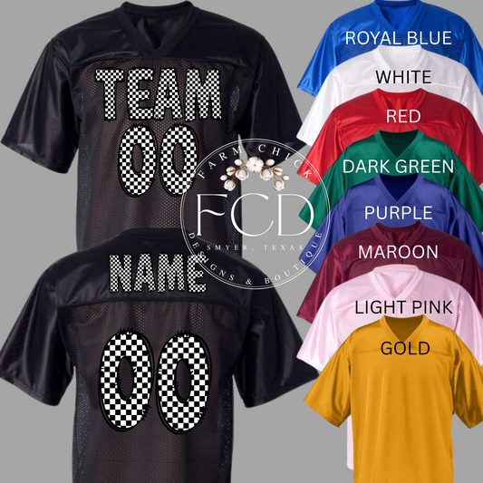 CUSTOM BLACK AND WHITE CHECK FOOTBALL JERSEY