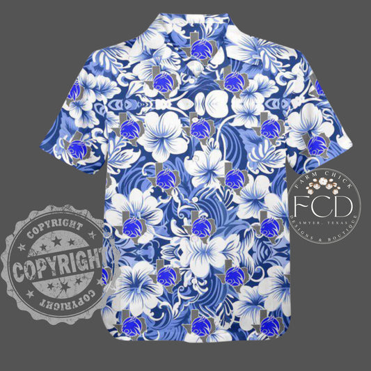 SMYER BOBCAT BUTTON UP HAWAIIAN SHIRT