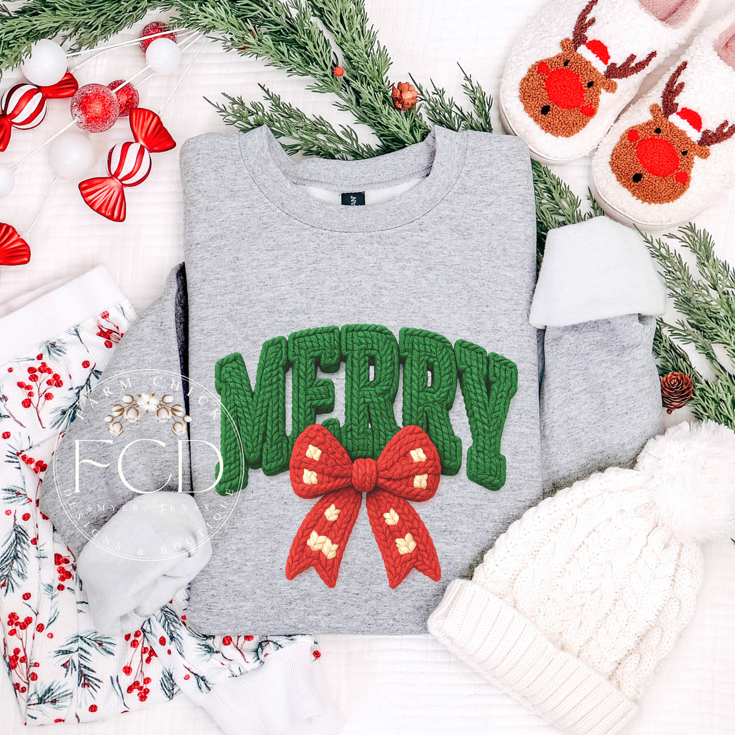 ALL MERRY FAUX YARN TOP