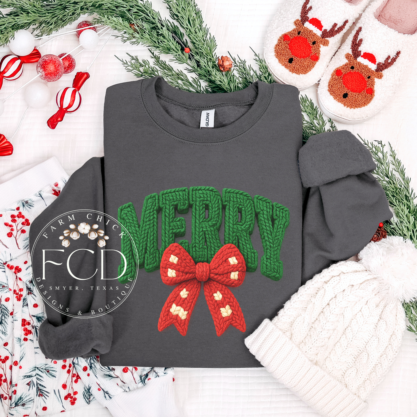 ALL MERRY FAUX YARN TOP