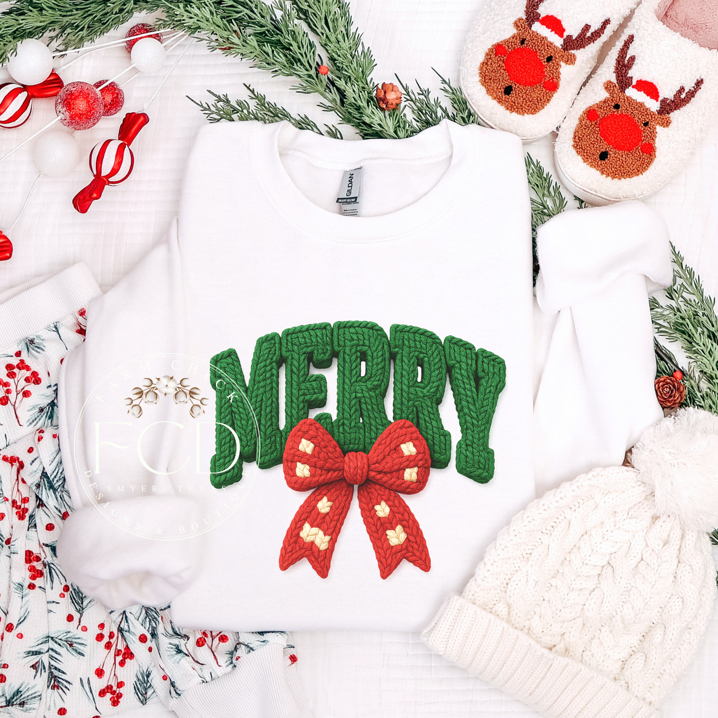 ALL MERRY FAUX YARN TOP