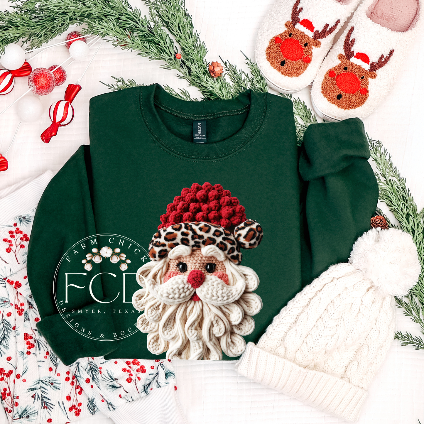 TIS THE SEASON FAUX YARN SANTA TEE OR SWEATSHIRT
