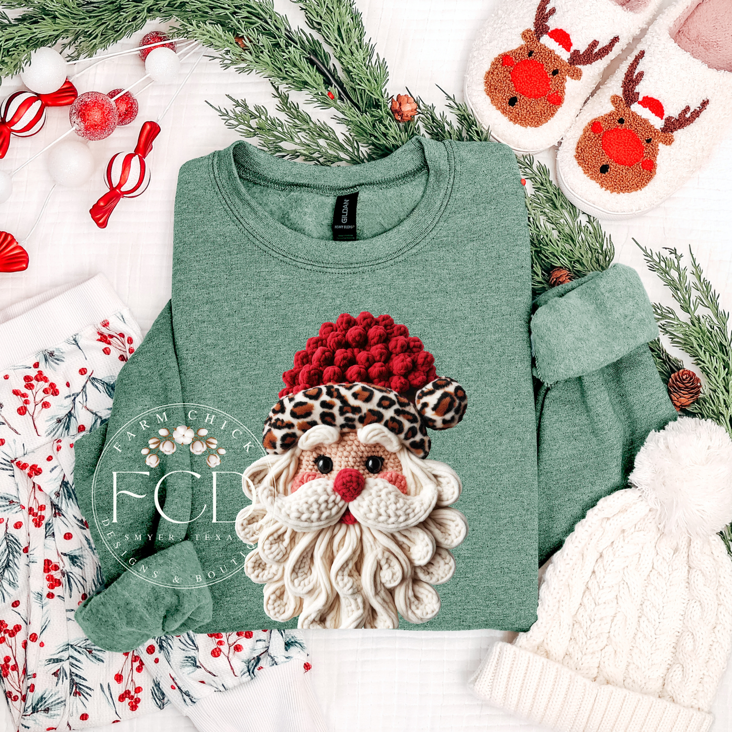 TIS THE SEASON FAUX YARN SANTA TEE OR SWEATSHIRT
