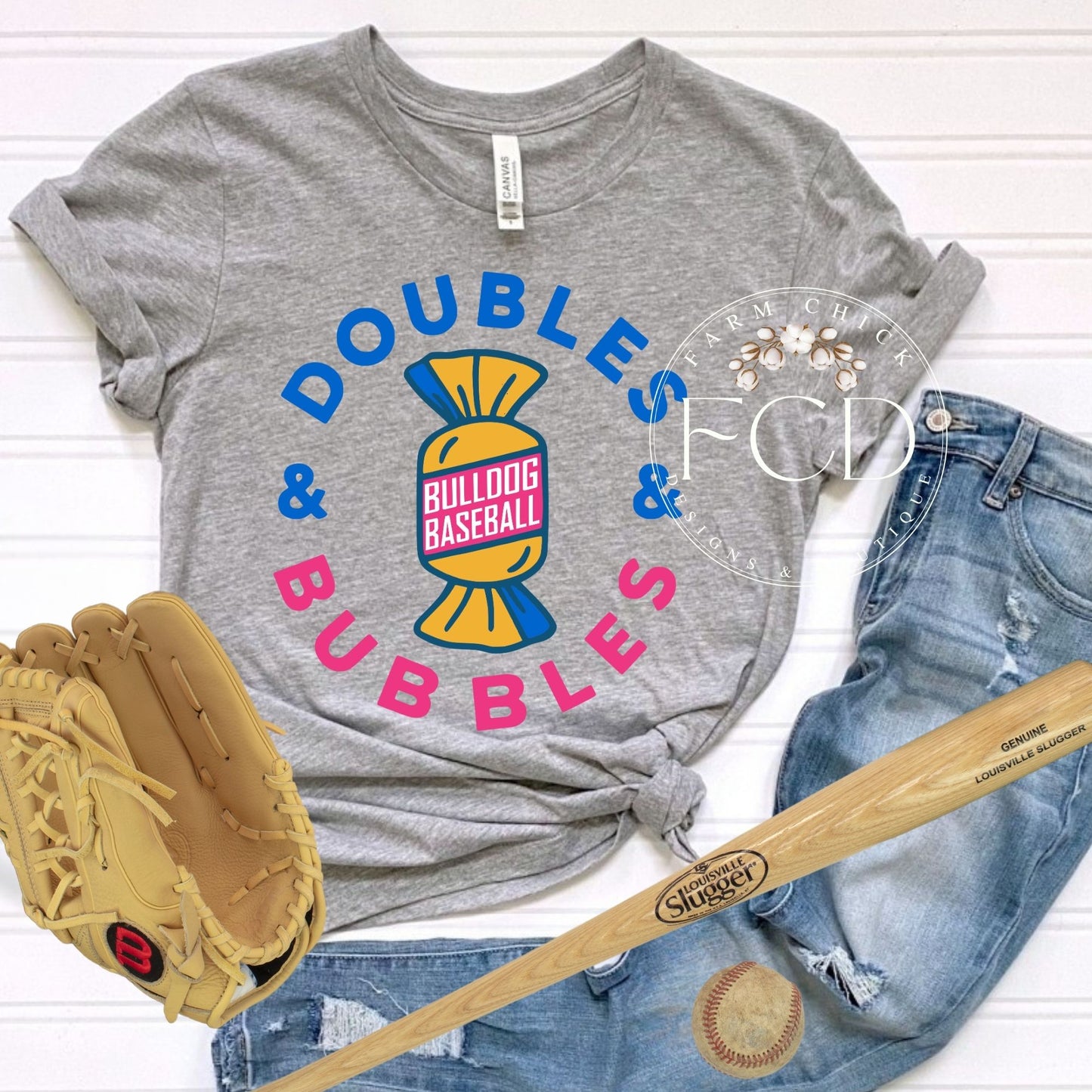 CUSTOM DOUBLES AND BUBBLES BASEBALL OR SOFTBALL