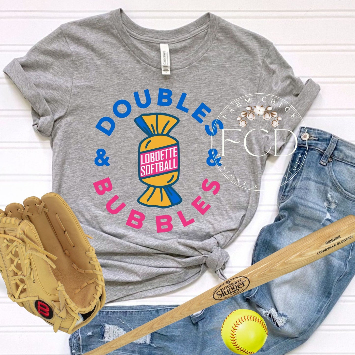 CUSTOM DOUBLES AND BUBBLES BASEBALL OR SOFTBALL