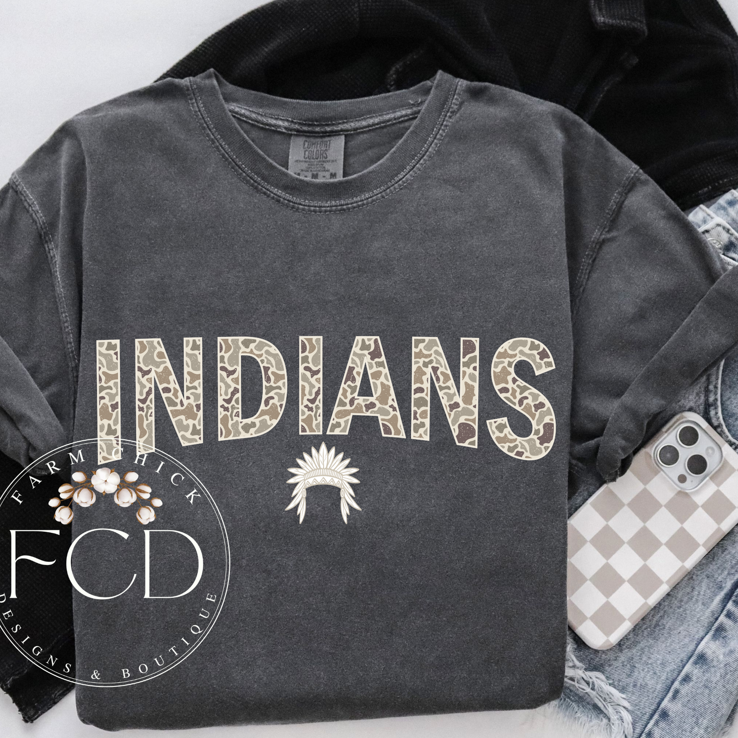 Comfort Color Camo mascot tees - customizable