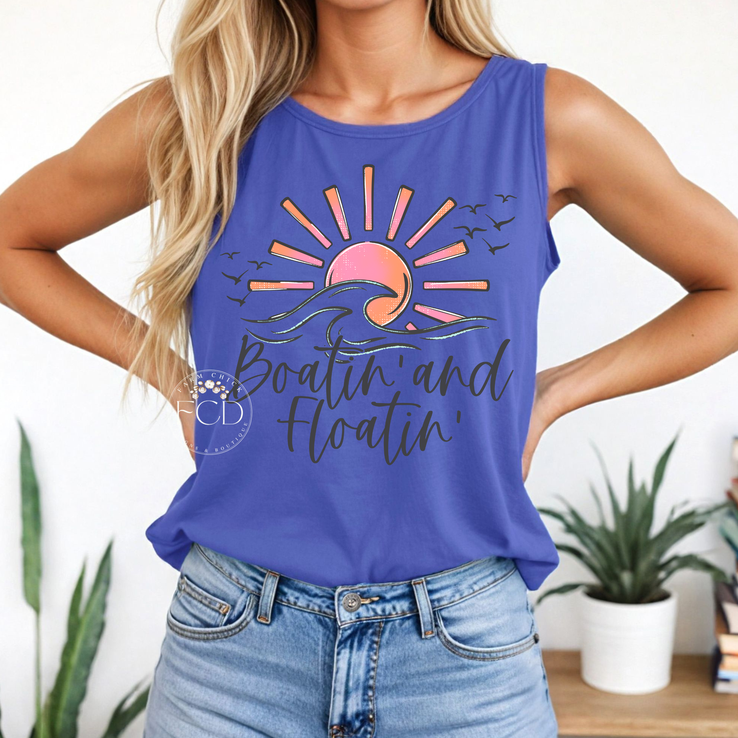 Boatin' and Floatin' Comfort Colors Tank