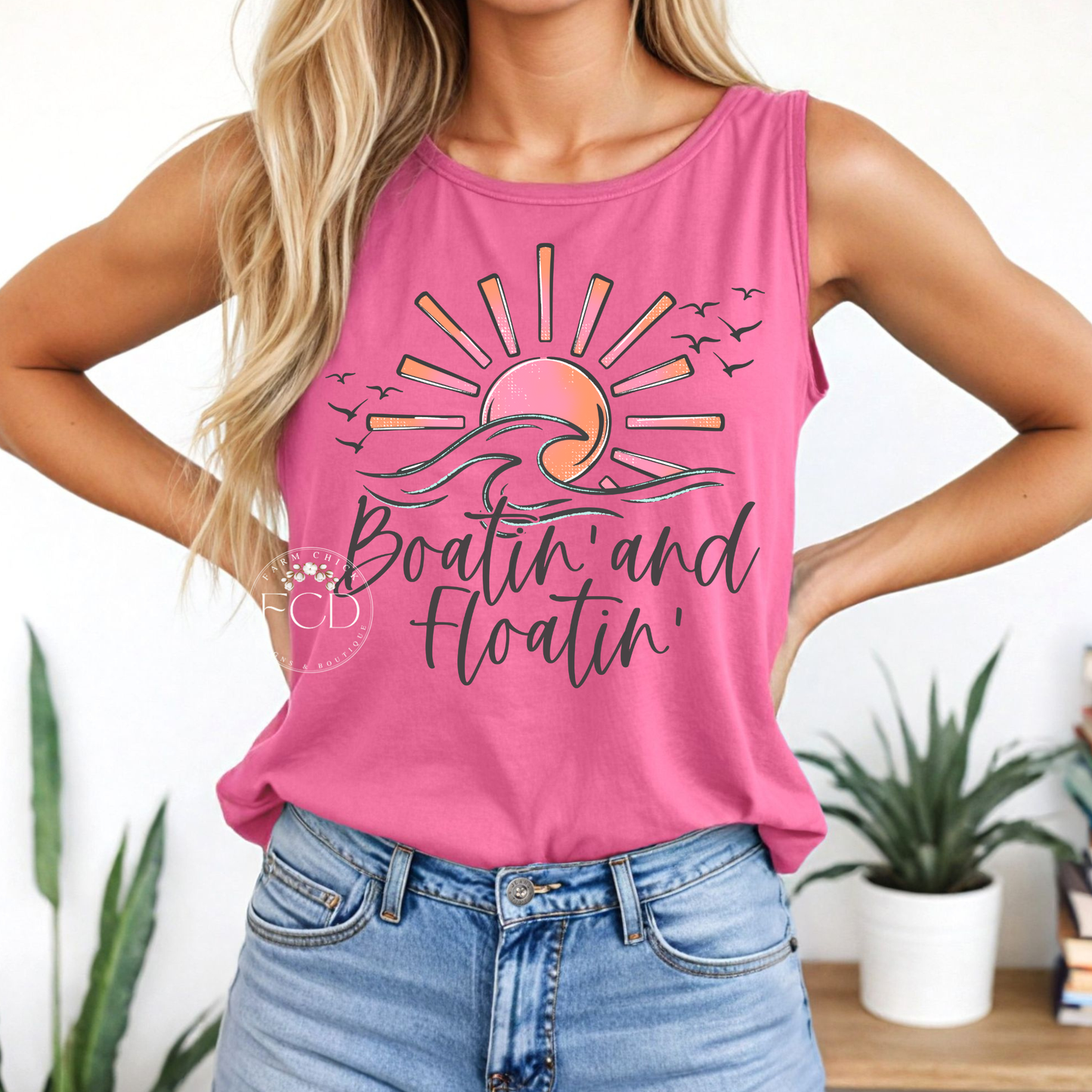 Boatin' and Floatin' Comfort Colors Tank