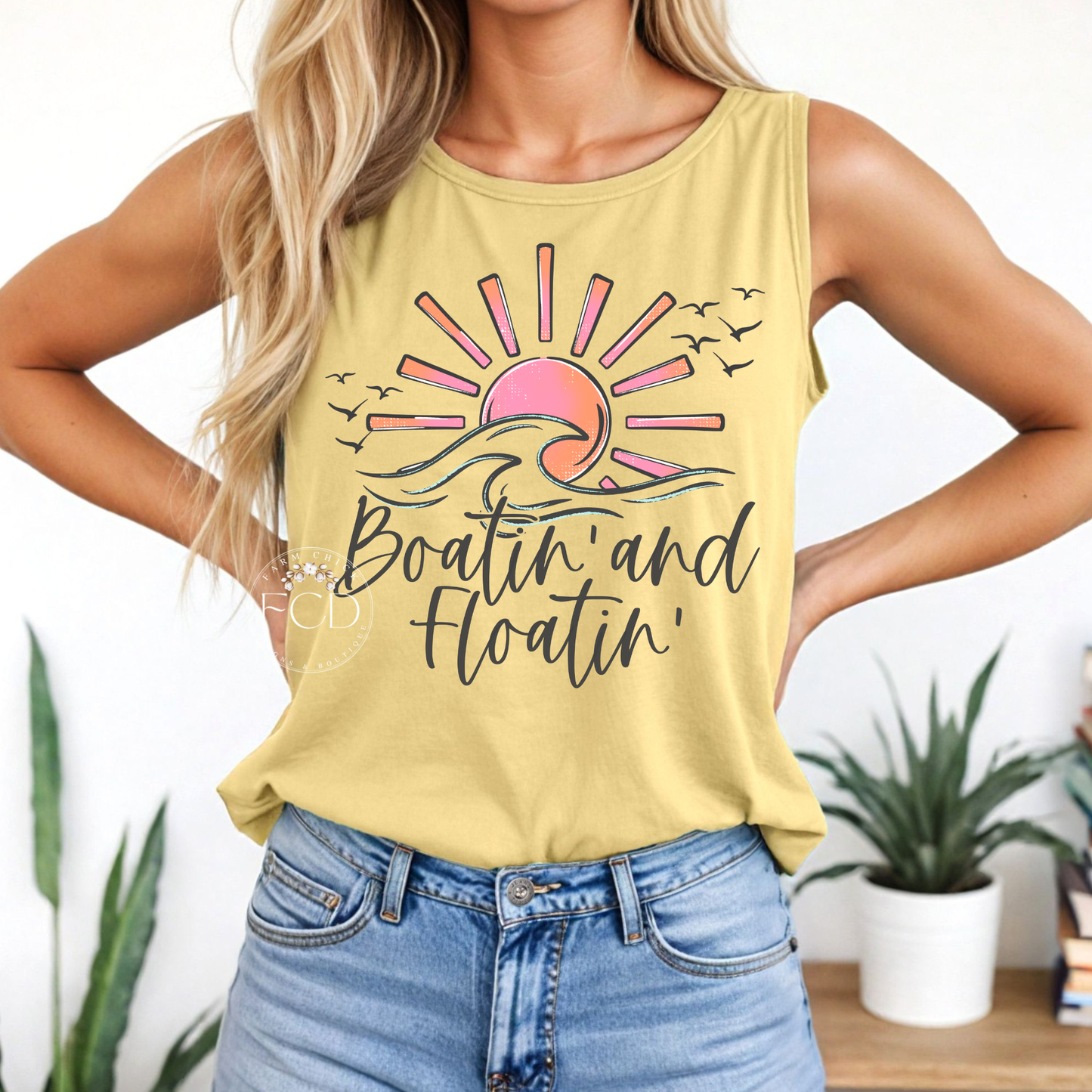 Boatin' and Floatin' Comfort Colors Tank