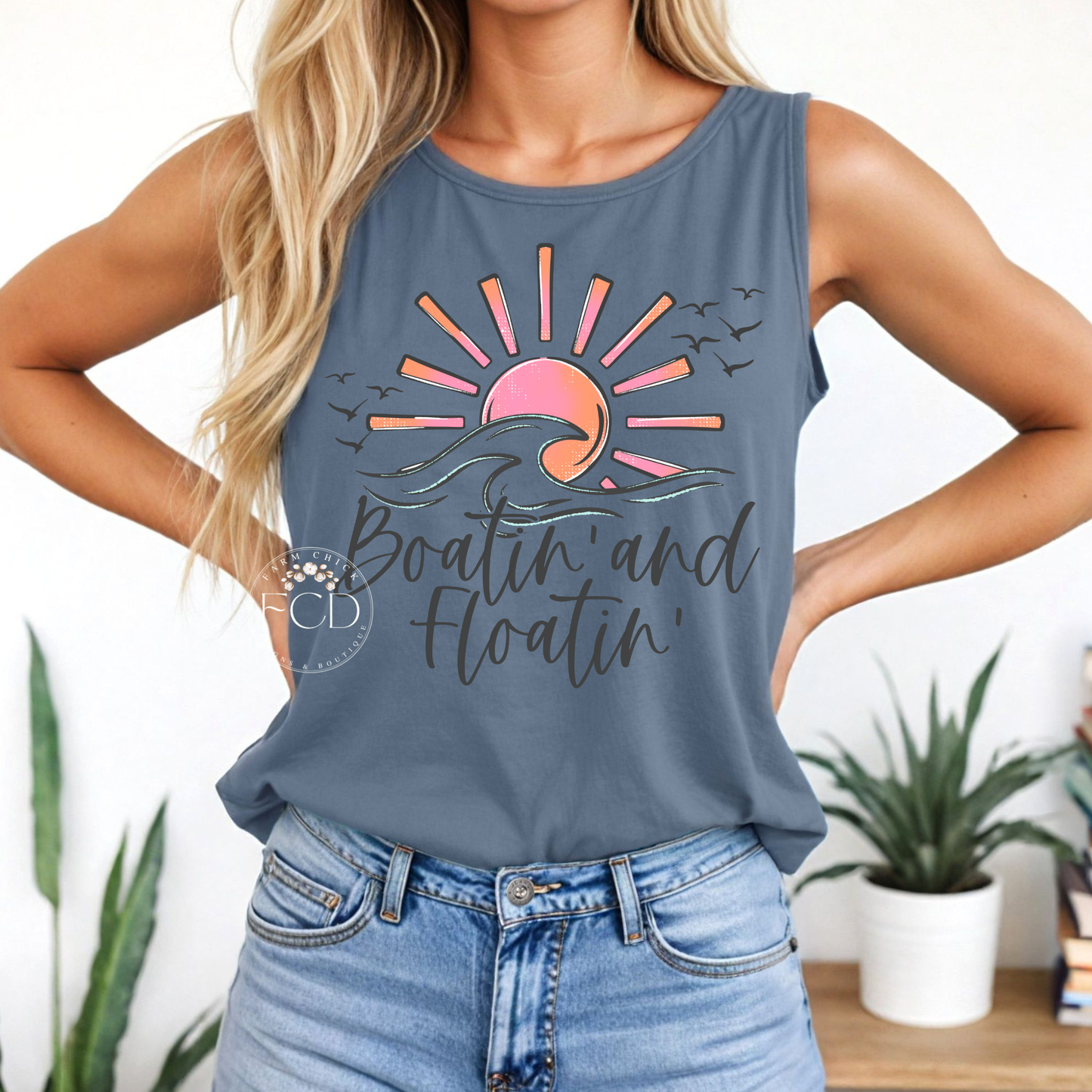 Boatin' and Floatin' Comfort Colors Tank