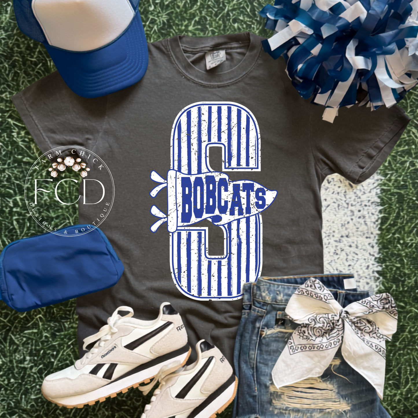 Smyer Bobcats Striped Pennant School Spirit