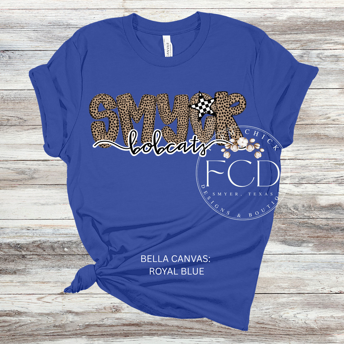 CUSTOM LEOPARD AND CHECK SCHOOL AND MASCOT ADULT TEE