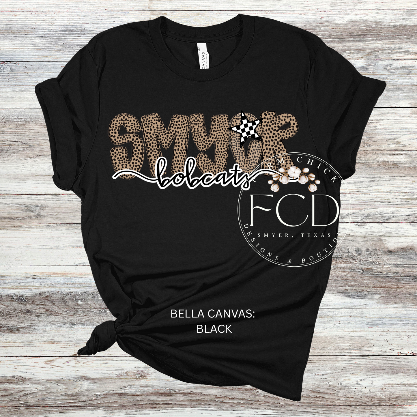 CUSTOM LEOPARD AND CHECK SCHOOL AND MASCOT ADULT TEE