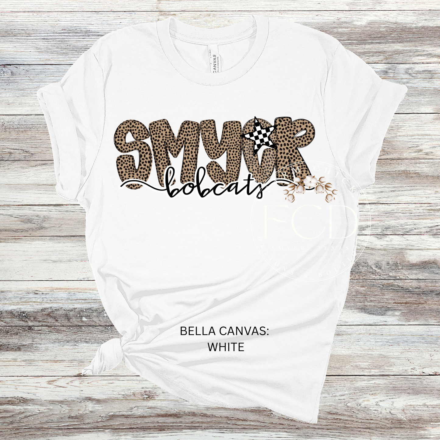 CUSTOM LEOPARD AND CHECK SCHOOL AND MASCOT ADULT TEE