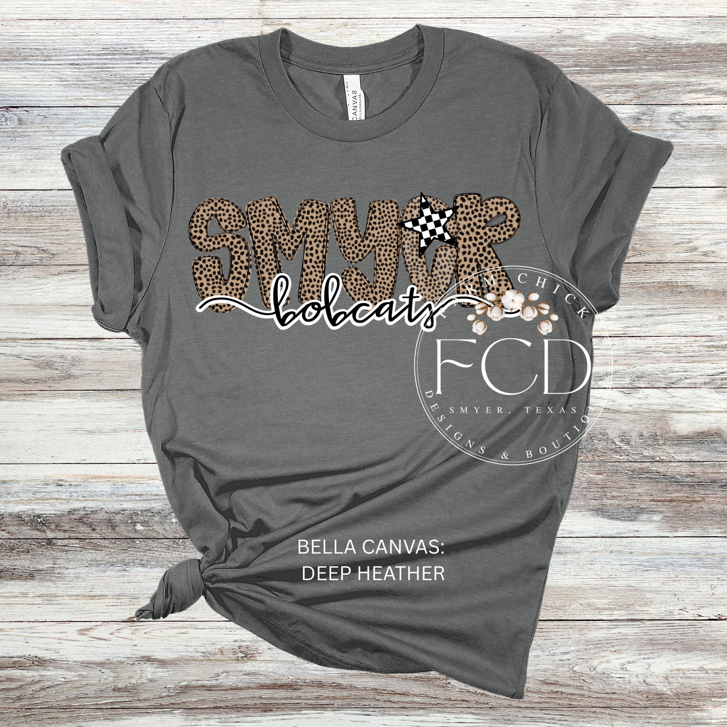 CUSTOM LEOPARD AND CHECK SCHOOL AND MASCOT ADULT TEE