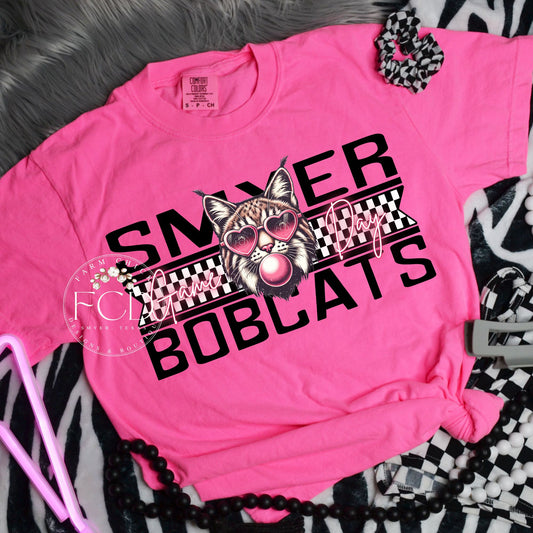 Smyer Bobcats Pink Bubble Mascot T-Shirt