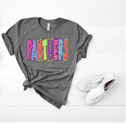 PANTHERS COLORFUL SCHOOL SPIRIT TEE