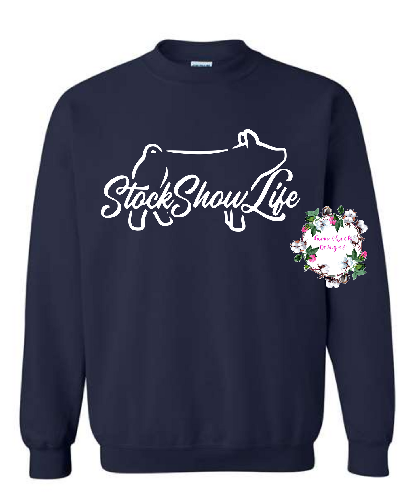 Show Pig Stock Show Life Youth Crewneck Sweatshirt