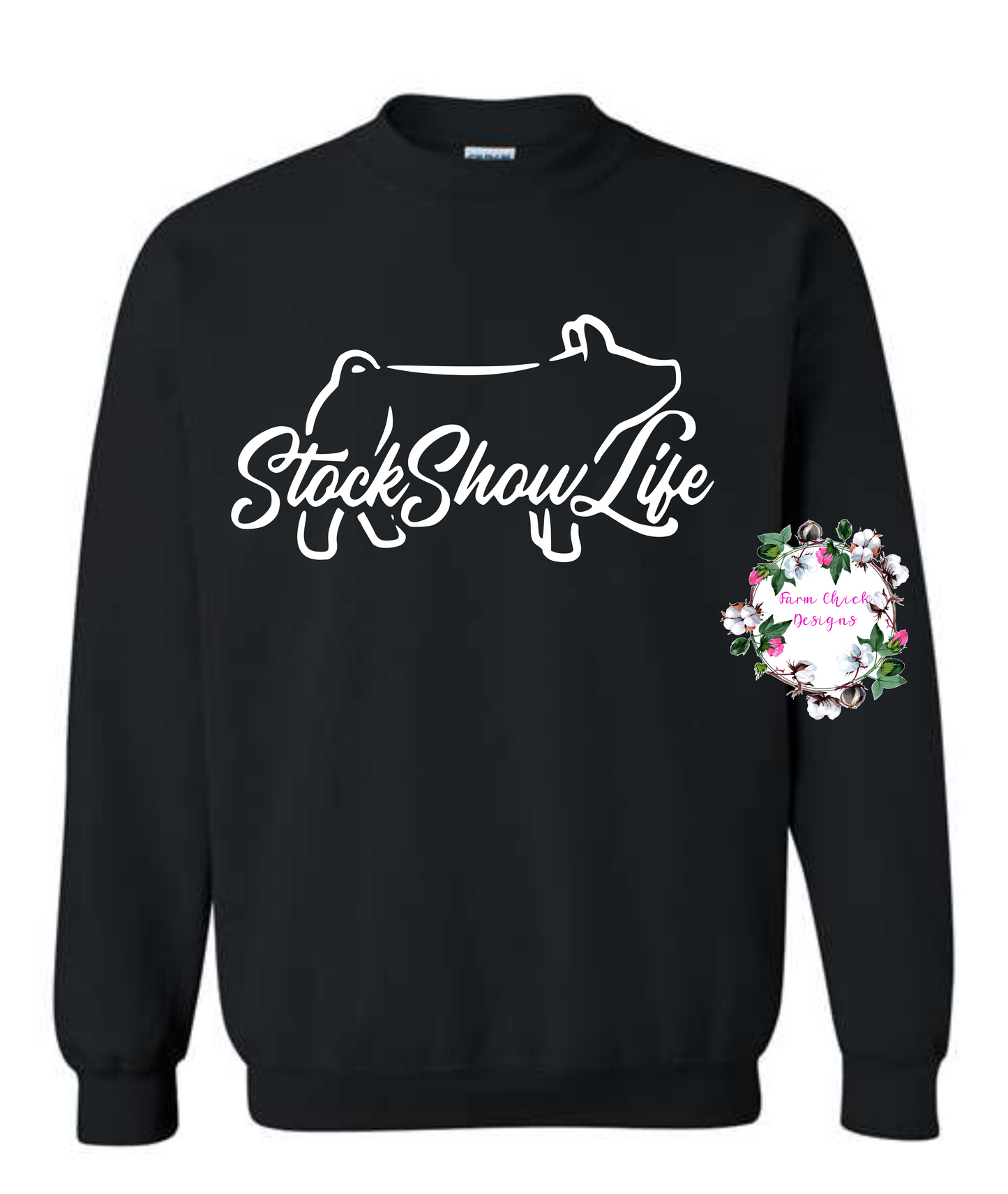 Show Pig Stock Show Life Adult Crewneck Sweatshirt